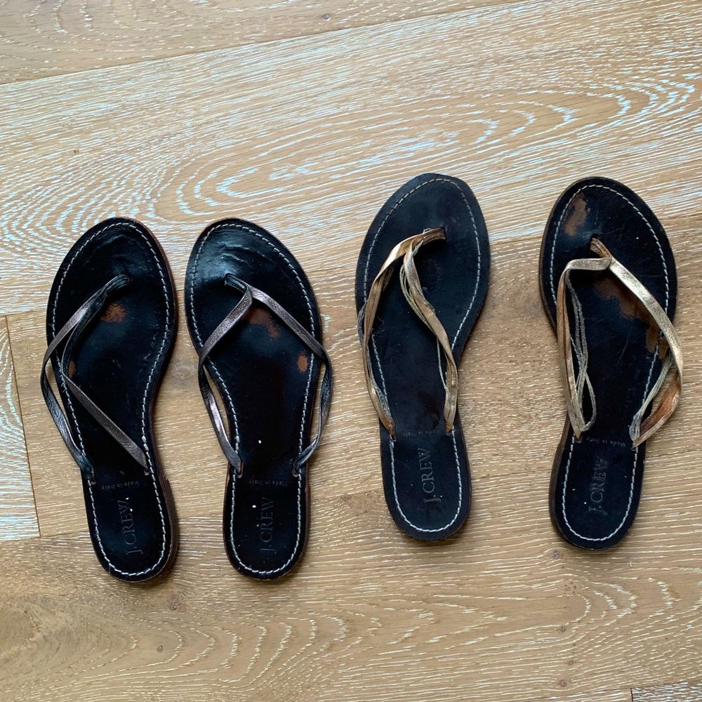 J. Crew | 2 Capri Sandal Bundle • Leather Made Italy - Picture 2 of 7